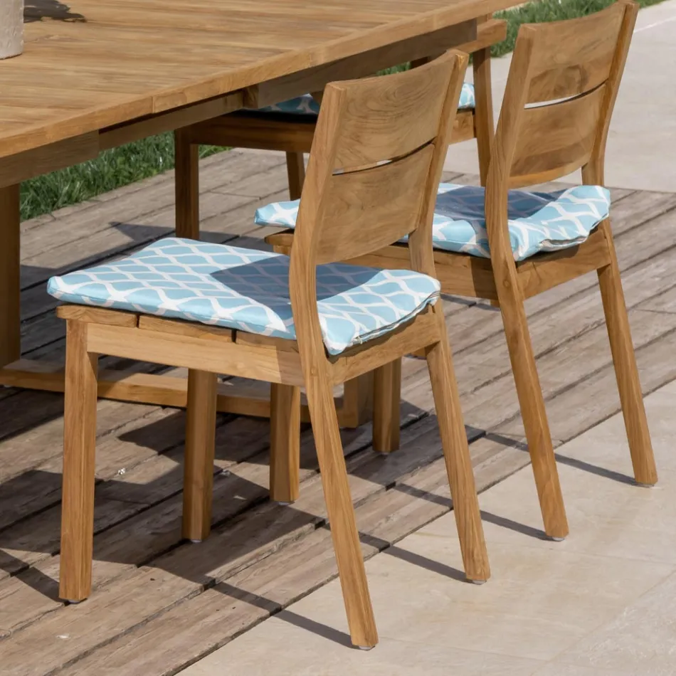 Ausziehbarer Gartentisch mit Stühlen und Sesseln aus Teakholz - Marie Viadurini