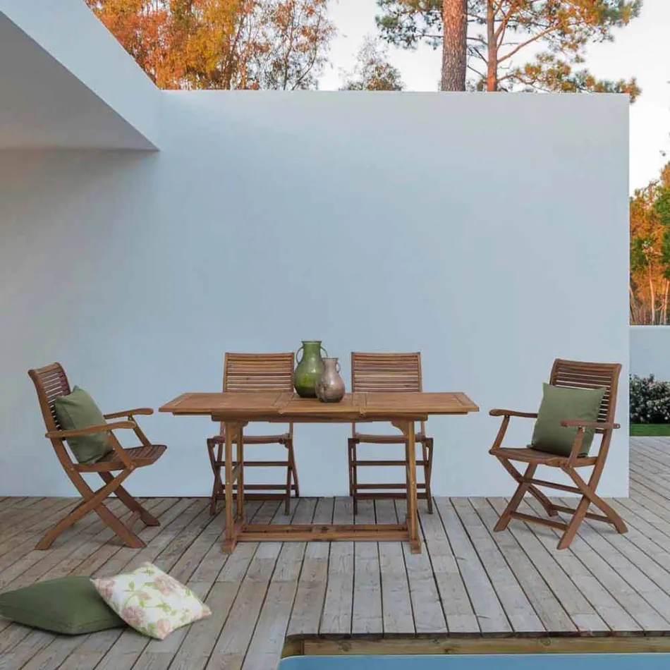 Ausziehbarer Tisch im Freien Bis zu 160 cm in Akazienholz - Wolke Viadurini