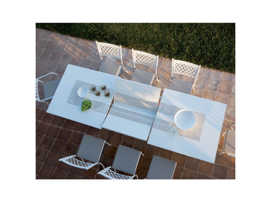 Ausziehbarer Gartentisch bis 320 cm aus verzinktem Stahl Made in Italy - Pearl Viadurini