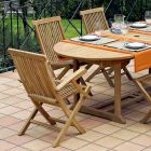 Gartentisch mit 2 Sesseln und 4 Teakholzstühlen - Yggdrasil Viadurini