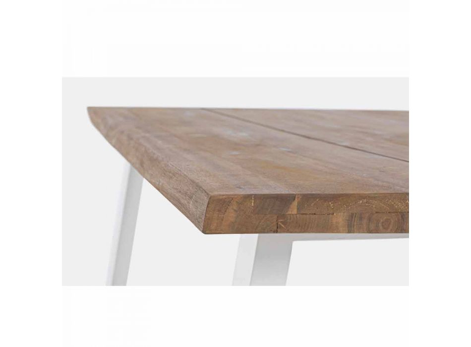 Tisch im Freien mit Akazienholzplatte und Stahlsockel - sonnig Viadurini