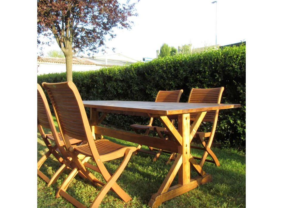Outdoor-Tisch aus Tannenholz im rustikalen Stil, hergestellt in Italien – Clinio Viadurini
