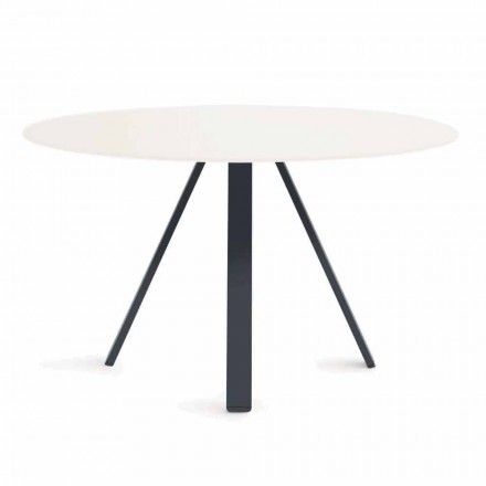 Runder Metall- und HPL-Tisch im Freien Made in Italy - Conrad Viadurini