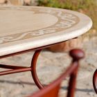 Outdoor-Tisch aus Travertin mit Mosaik-Einsätzen Made in Italy - Elegant Viadurini