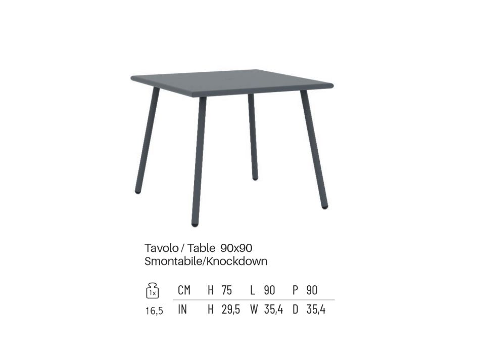 Quadratischer Gartentisch aus verzinktem Stahl Made in Italy - Elvia Viadurini
