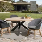 Runder Outdoor-Tisch aus Teakholz mit Aluminiumbasis, Homemotion – Selenia Viadurini
