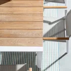 Gartentisch 180x90 cm mit Aluminiumbasis und Teakholzplatte - Mean Viadurini