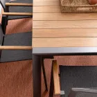 Gartentisch 180x90 cm mit Aluminiumbasis und Teakholzplatte - Mean Viadurini