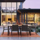 Gartentisch 180x90 cm mit Aluminiumbasis und Teakholzplatte - Mean Viadurini