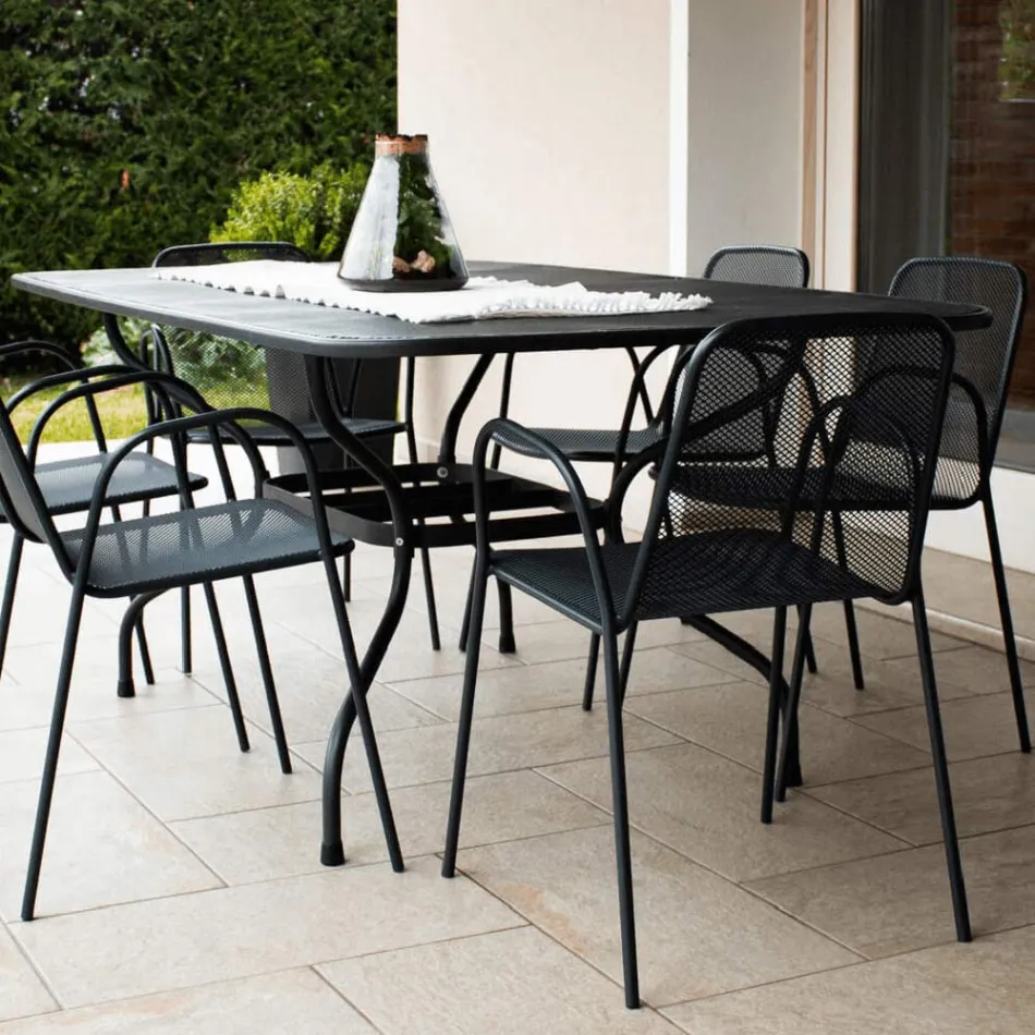 180 cm langer Gartentisch aus Metallgeflecht, hergestellt in Italien - Lirion Viadurini