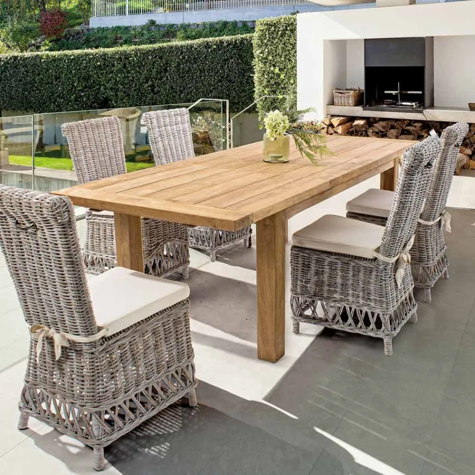 Homemotion - Hunter Teak Wood ausziehbarer Gartentisch Bis zu 250 cm Viadurini