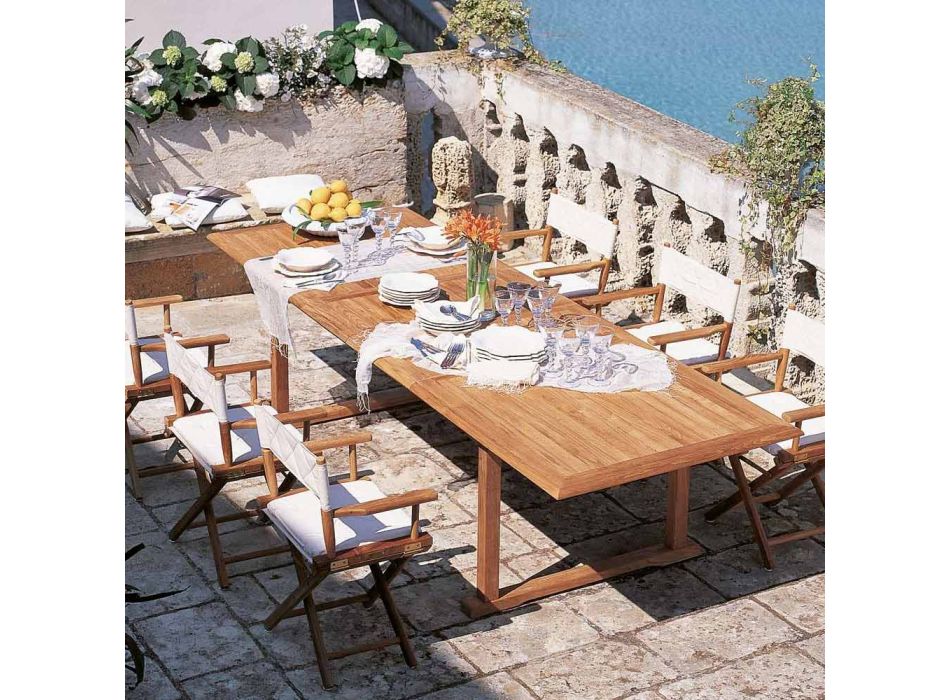 Ausziehbarer Gartentisch aus Teakholz in verschiedenen Größen Made in Italy - Sleepy Viadurini