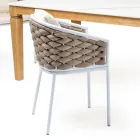 Gartentisch mit 4 Stühlen aus Aluminium und Flechten - Artes Viadurini