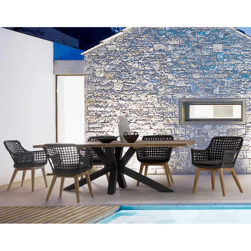 Gartentisch mit Platte aus Teakholz von Homemotion - Cowen Design Viadurini