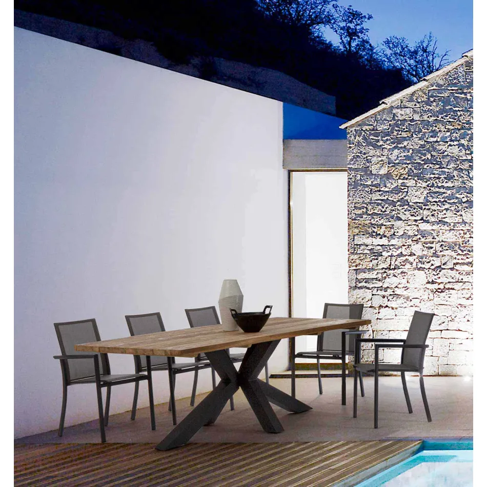 Gartentisch mit Platte aus Teakholz von Homemotion - Cowen Design Viadurini