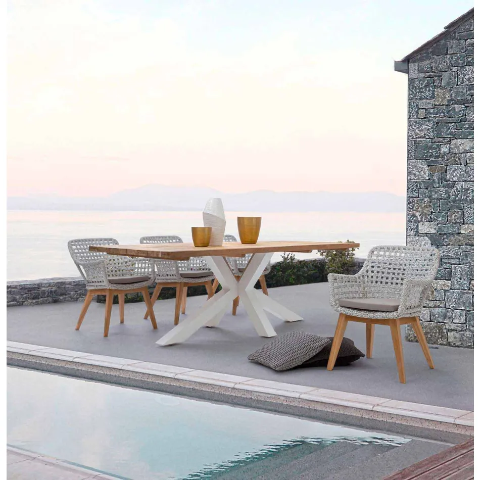 Gartentisch mit Platte aus Teakholz von Homemotion - Cowen Design Viadurini