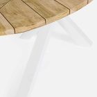 Gartentisch mit Teakholzplatte und Aluminiumfuß, Homemotion - Leotto Viadurini