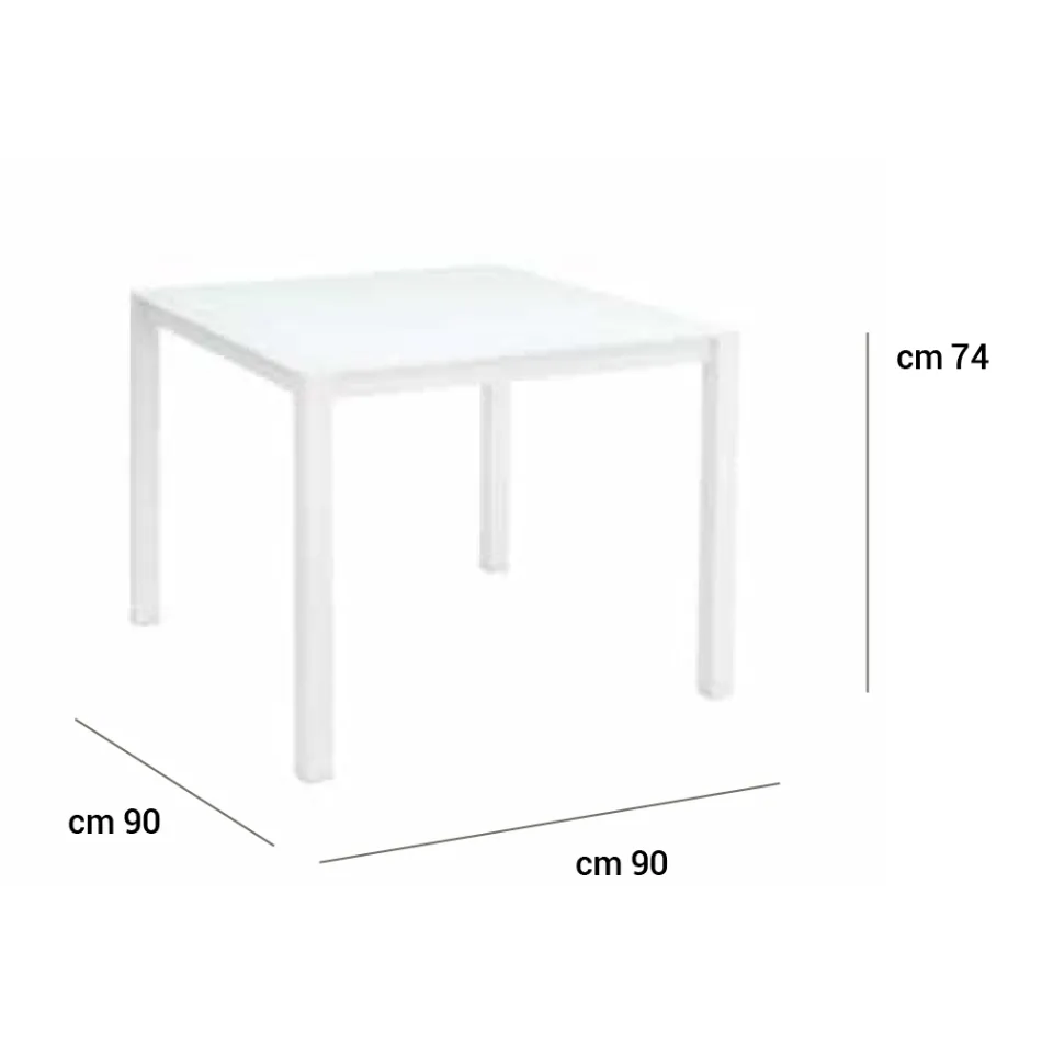 Gartentisch mit Gestell aus lackiertem Aluminium und Glasplatte - Salim Viadurini
