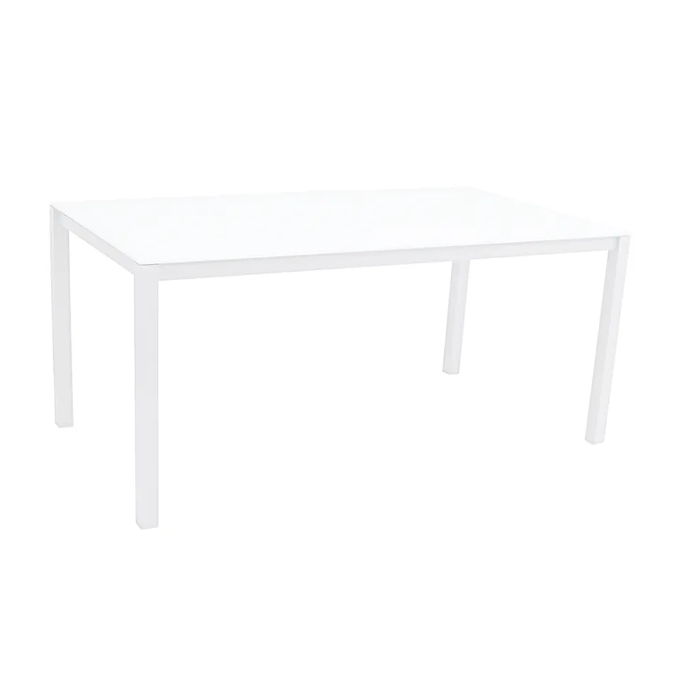 Gartentisch mit Gestell aus lackiertem Aluminium und Glasplatte - Salim Viadurini