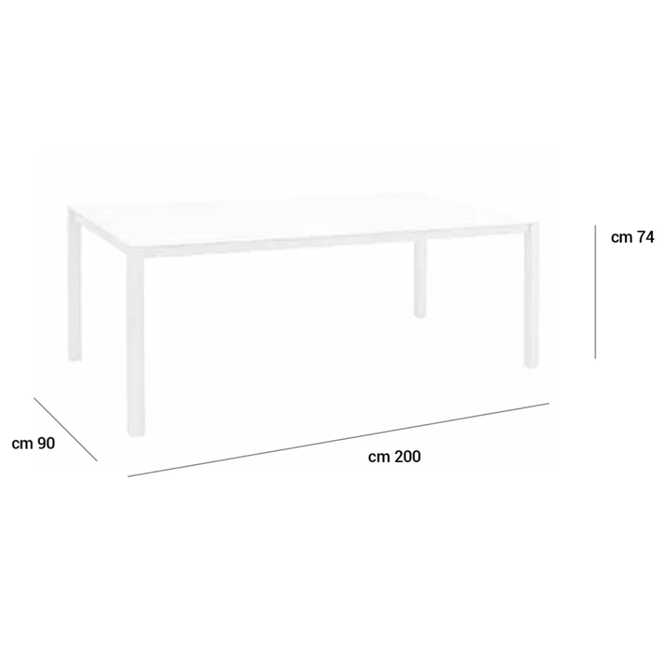 Gartentisch mit Gestell aus lackiertem Aluminium und Glasplatte - Salim Viadurini