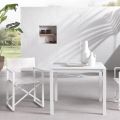 Gartentisch mit Struktur aus lackiertem Aluminium und Glasplatte - Salim