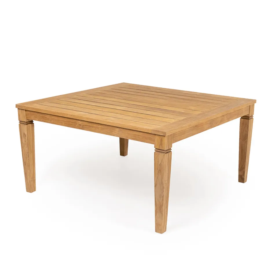 Gartentisch mit Struktur aus gebürstetem Naturteak - Artes Viadurini