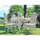 Tisch mit Glasplatte Gartengestaltung Romeo, handgefertigt Viadurini