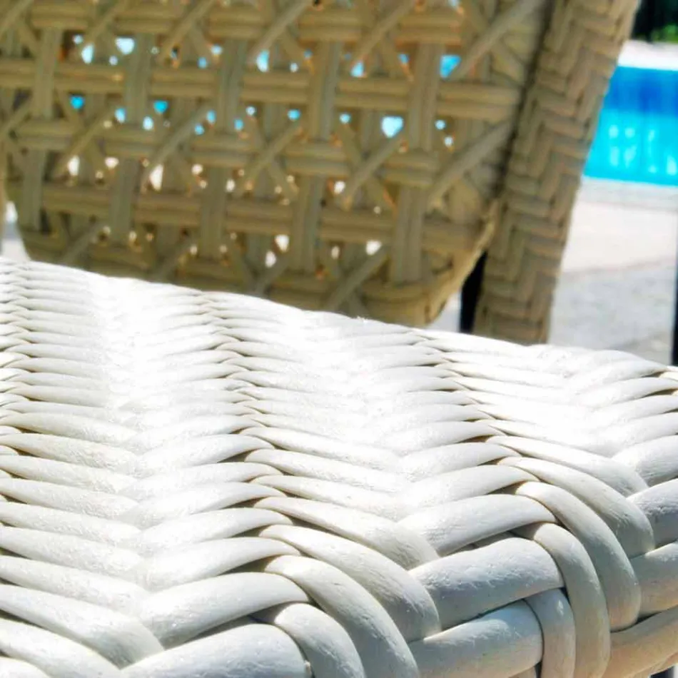 Tisch mit Glasplatte Gartengestaltung Romeo, handgefertigt Viadurini