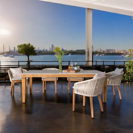 Gartentisch aus natürlichem Teakholz und Keramikplatte - Artes Viadurini