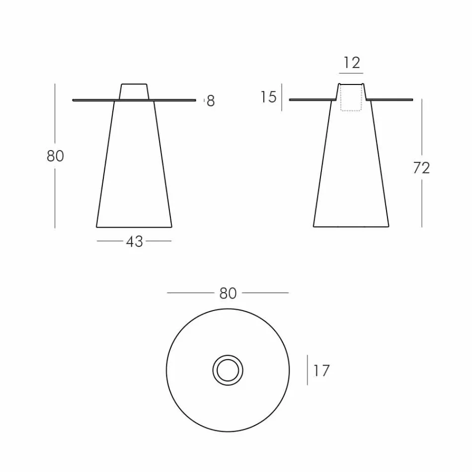 Helles Tischglas aus Polypropylen (H80), hergestellt in Italien Viadurini