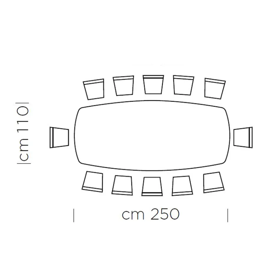 Luxuriöser fassförmiger Esstisch aus Fenix und Stahl, hergestellt in Italien – Settimmio Viadurini