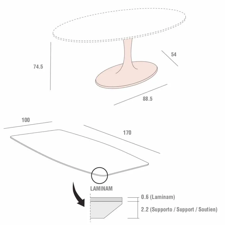 Barrel Esstisch aus Laminam und synthetischem Marmor Made in Italy - Brontolo Viadurini