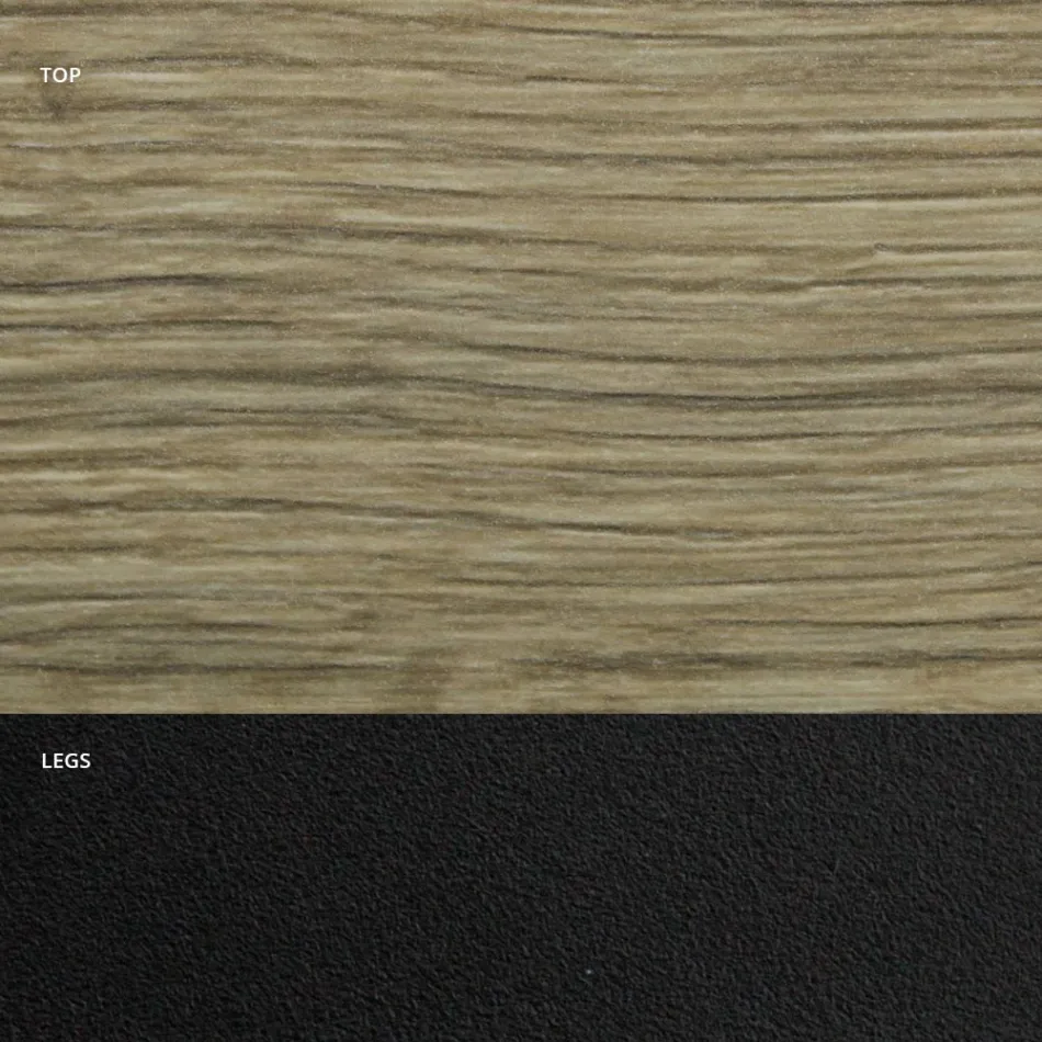 Tonnenförmiger Esstisch aus Laminat in Holzoptik, hergestellt in Italien – Cave Viadurini