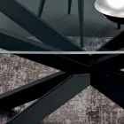 Tonnenförmiger Esstisch aus Glas und Stahl, hergestellt in Italien – Cave Viadurini