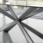 Tonnenförmiger Esstisch aus Glas und Stahl, hergestellt in Italien – Cave Viadurini