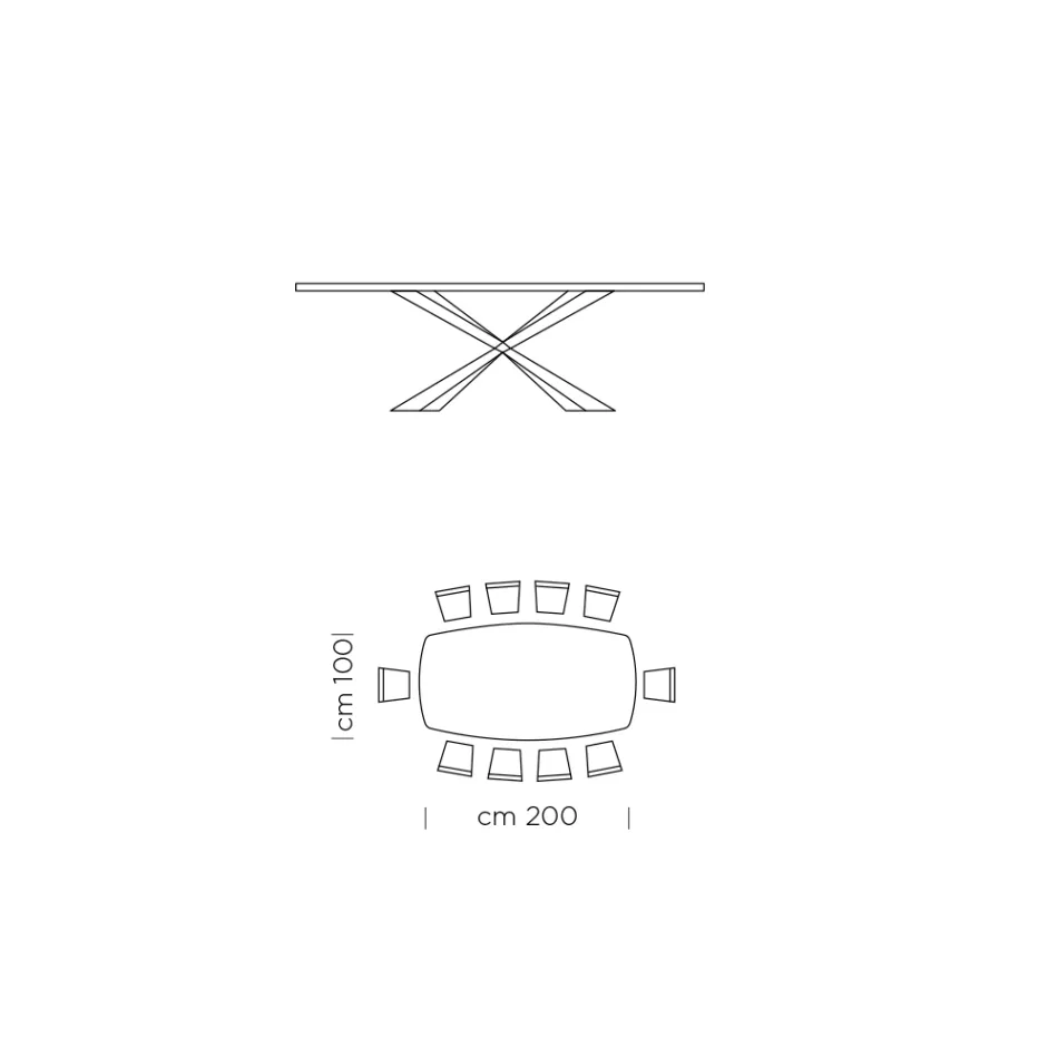 Tonnenförmiger Esstisch aus Glas und Stahl, hergestellt in Italien – Cave Viadurini
