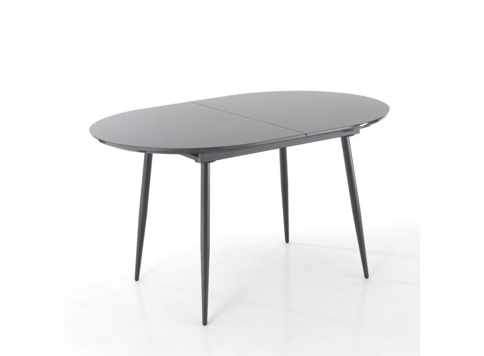 Esstisch ausziehbar bis 160 cm aus Mdf und grauem Metall - Carmel Viadurini