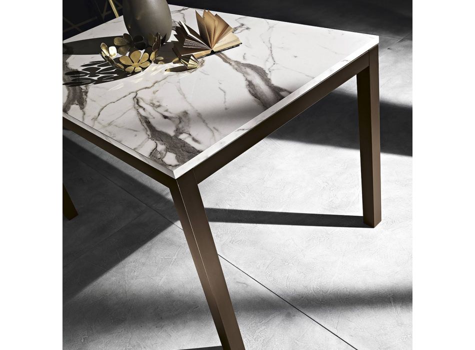 Ausziehbarer Esstisch auf 180 cm aus Metall und Melamin, hergestellt in Italien – Beatrise Viadurini