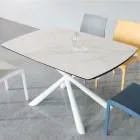 Ausziehbarer Esstisch (200/230 cm) aus Glas, Keramik und Metall - Naisha Viadurini