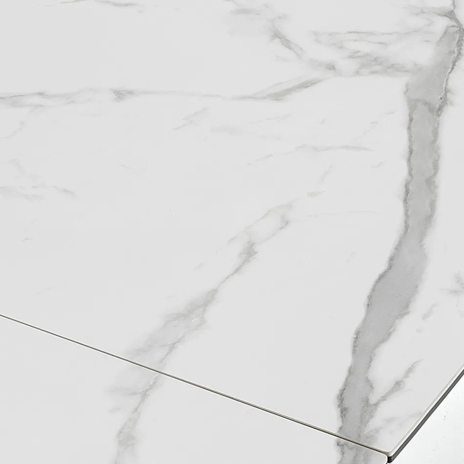 Ausziehbarer Esstisch bis 240 cm in Keramik und Stahl - Relief Viadurini