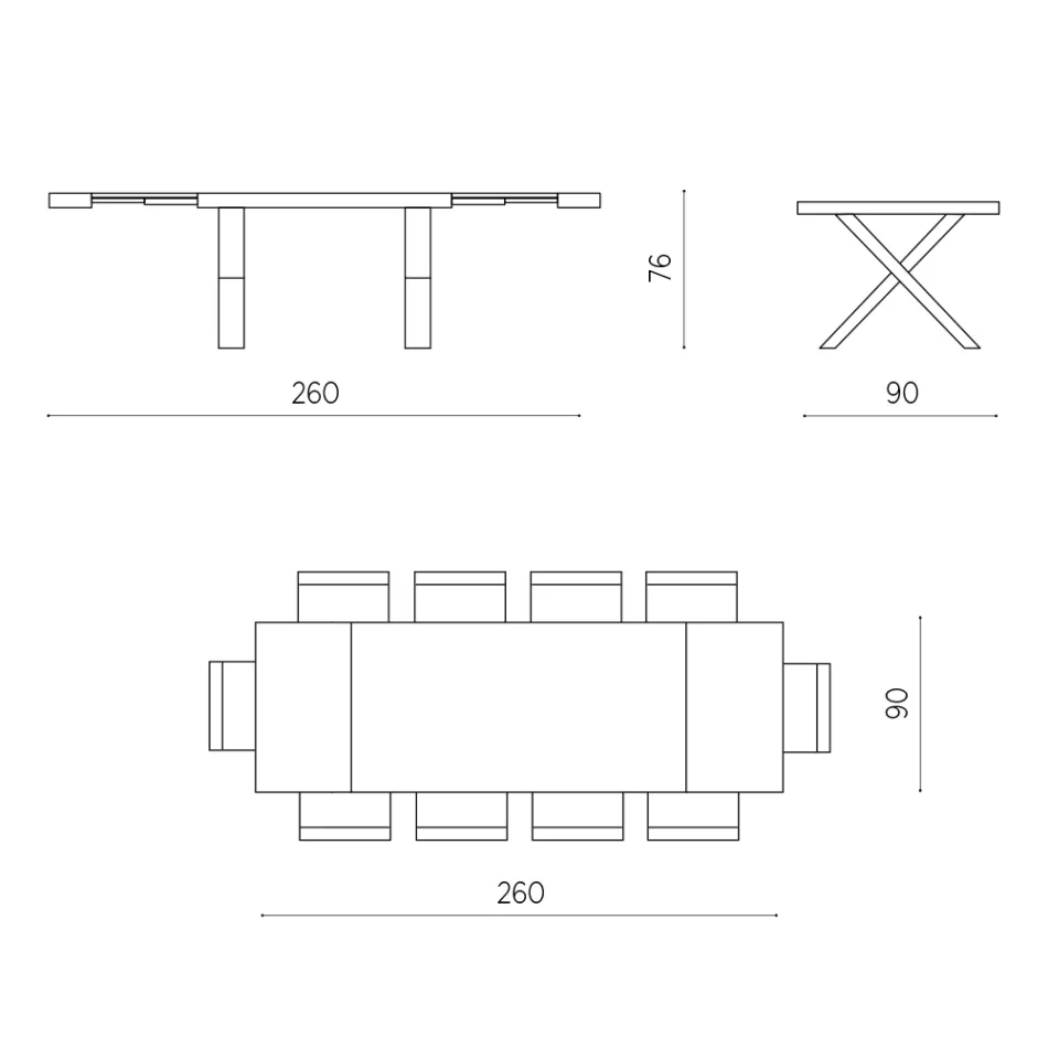 Esstisch ausziehbar auf 260 cm Holzoptik Made in Italy - Lenova Viadurini