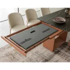 Ausziehbarer Esstisch auf 298 cm aus Keramik und Metall, hergestellt in Italien – Sonnenblume Viadurini