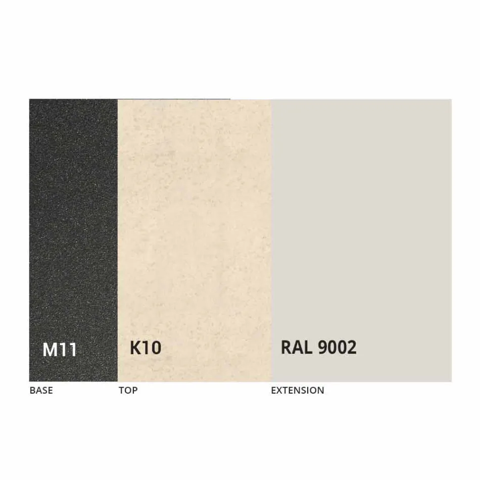 Ausziehbarer Esstisch bis 298 cm in Metall- und Keramikplatte - Anaconda Viadurini