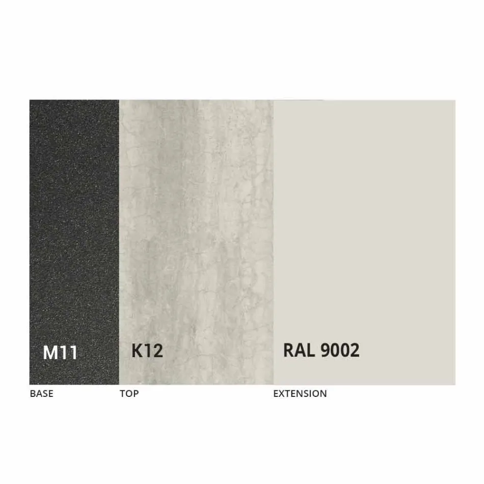 Ausziehbarer Esstisch bis 298 cm in Metall- und Keramikplatte - Anaconda Viadurini