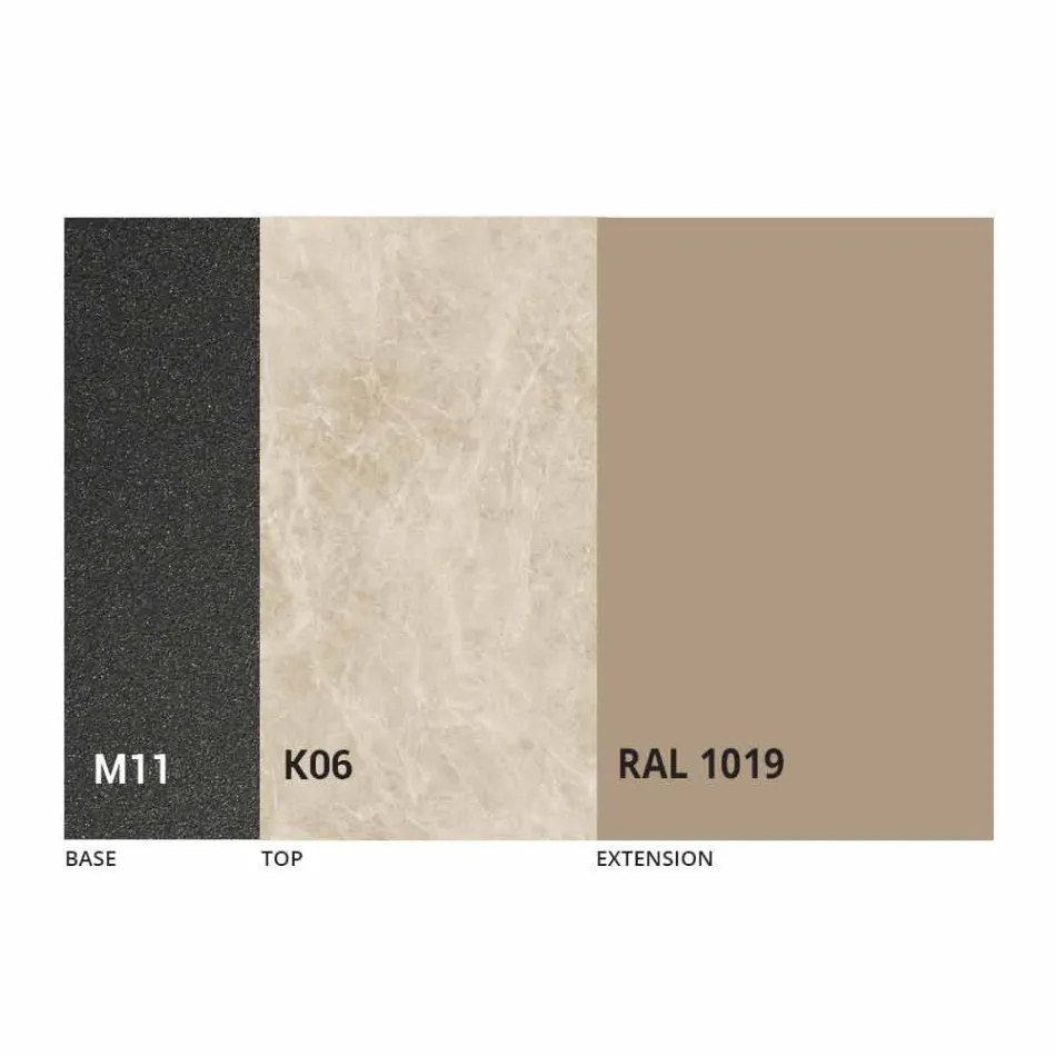 Ausziehbarer Esstisch bis 298 cm in Metall- und Keramikplatte - Anaconda Viadurini