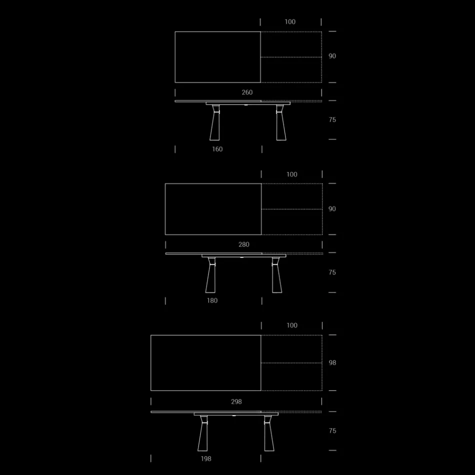 Ausziehbarer Esstisch bis 298 cm aus Melamin Made in Italy - Fedemo Viadurini