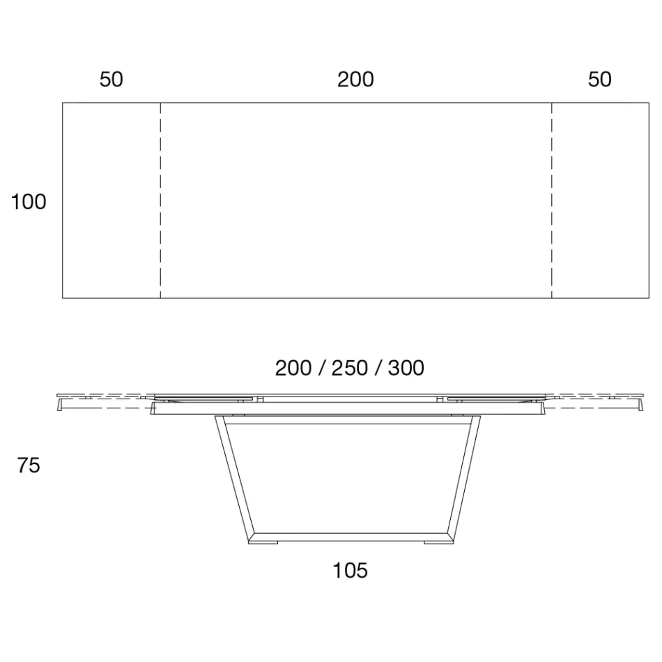 Ausziehbarer Esstisch auf 3 m mit Keramik- und Holzbeinen - Cesteo Viadurini