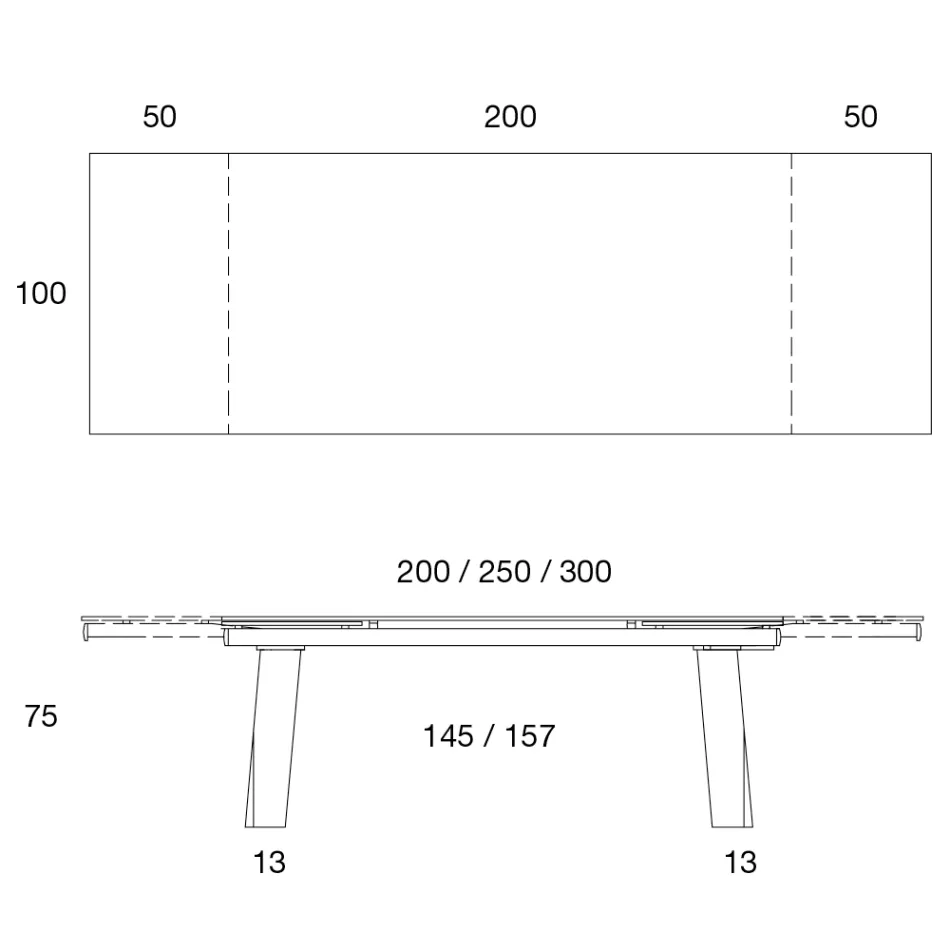 Esstisch ausziehbar bis 300 cm in Holz und Glasplatte - Bedrio Viadurini