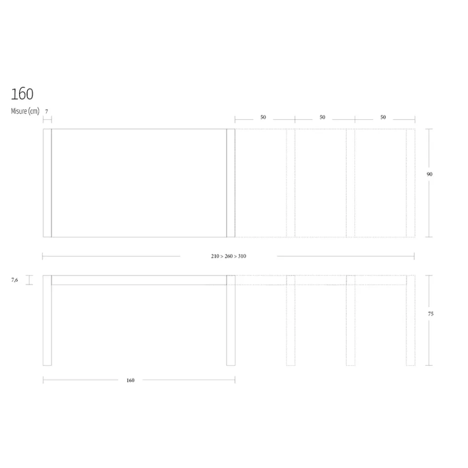 Esstisch aus Metall, ausziehbar auf 310 cm Made in Italy - Euclide Viadurini