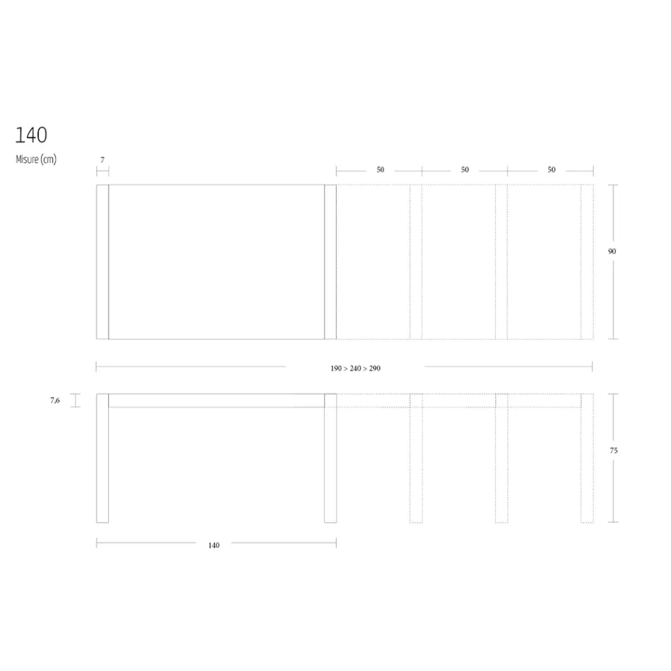 Esstisch aus Metall, ausziehbar auf 310 cm Made in Italy - Euclide Viadurini